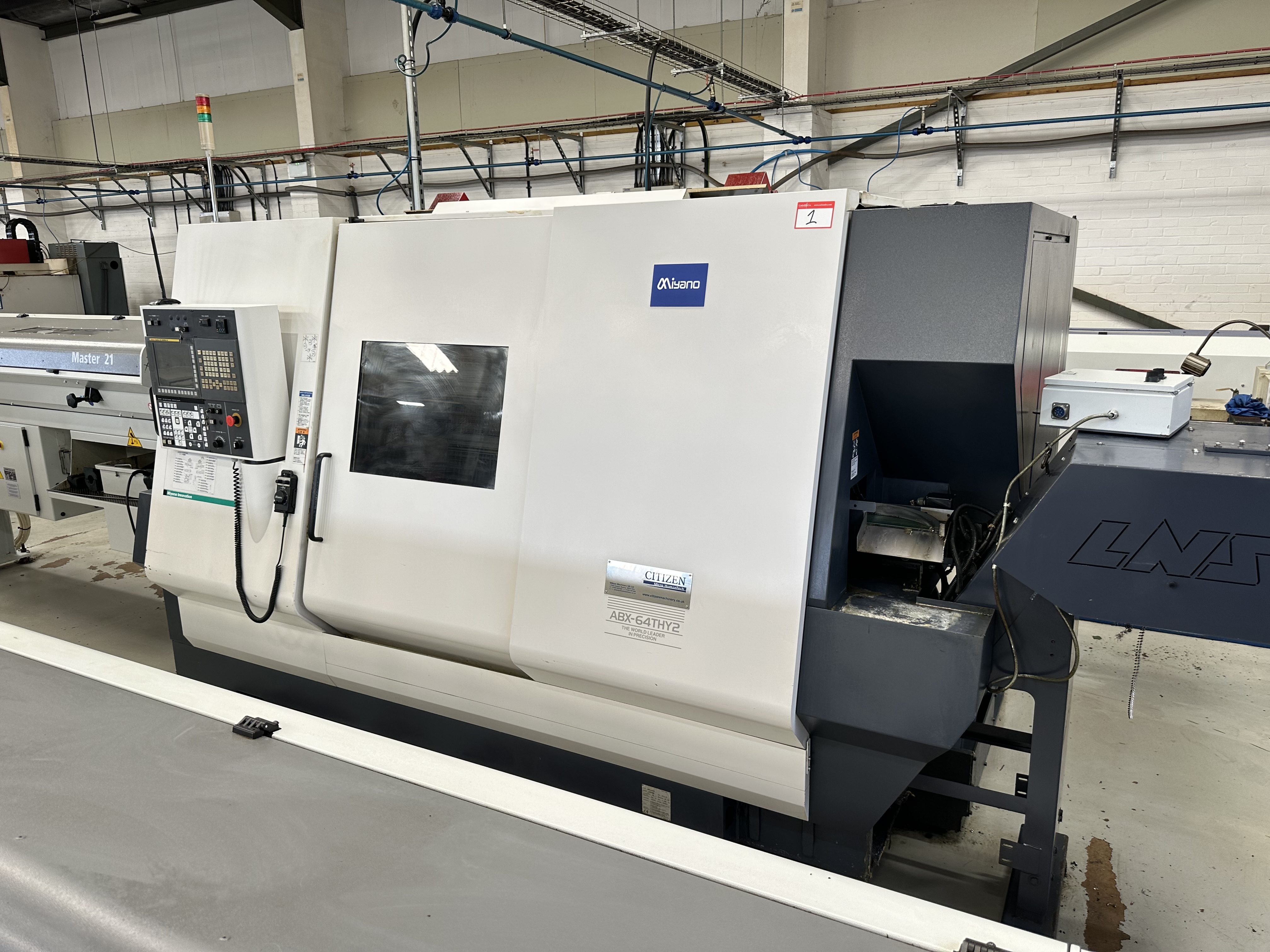 Miyano ABX-64THY2 Twin Spindle Fixed Head Stock Lathe with Fanuc Series 31i Model B CNC Control (2014)