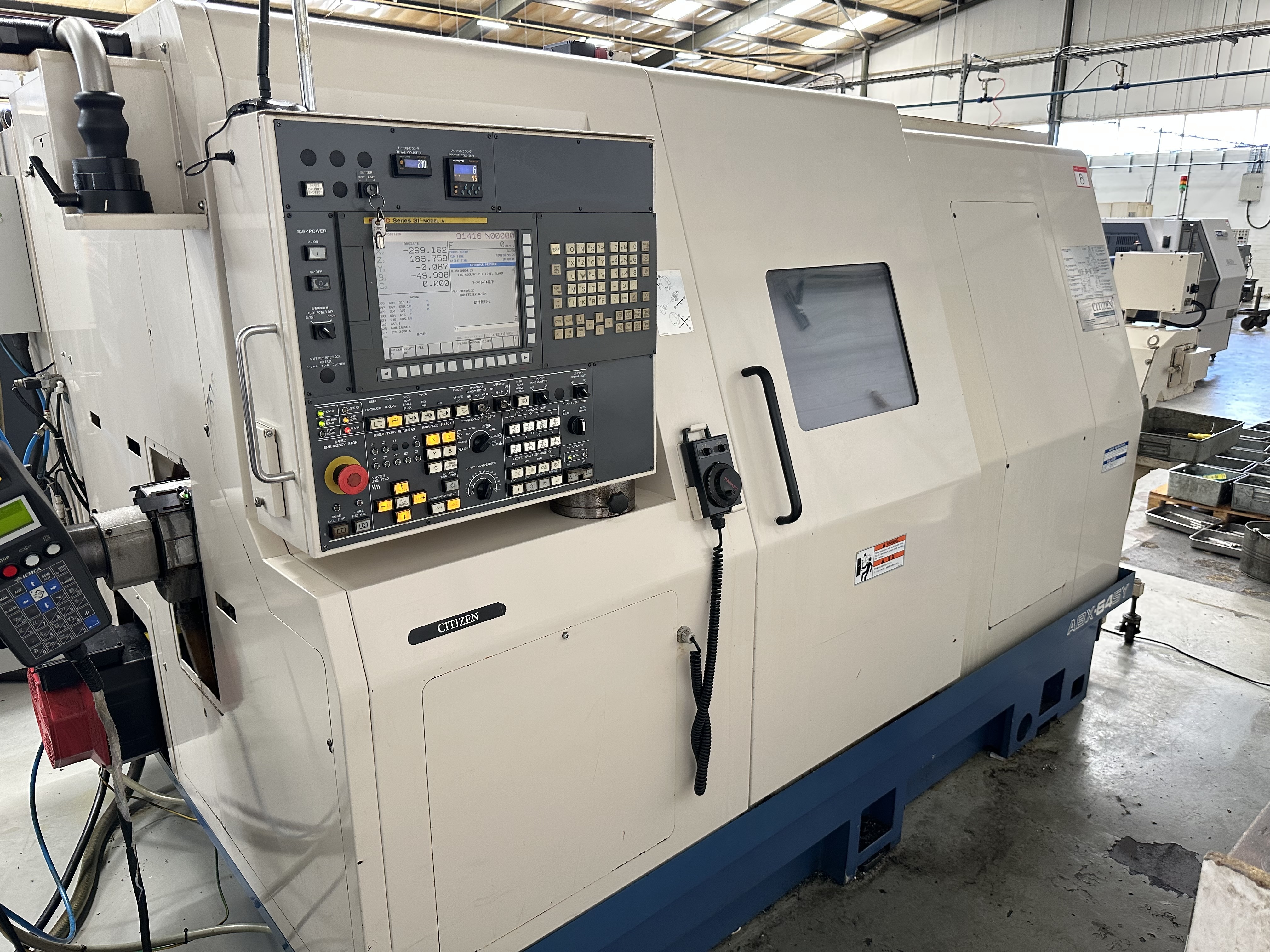 Citizen Miyano ABX-64SY Fixed Headstock Lathe 9 Axis Machine with Fanuc Series 31i Model A CNC Control (2011)