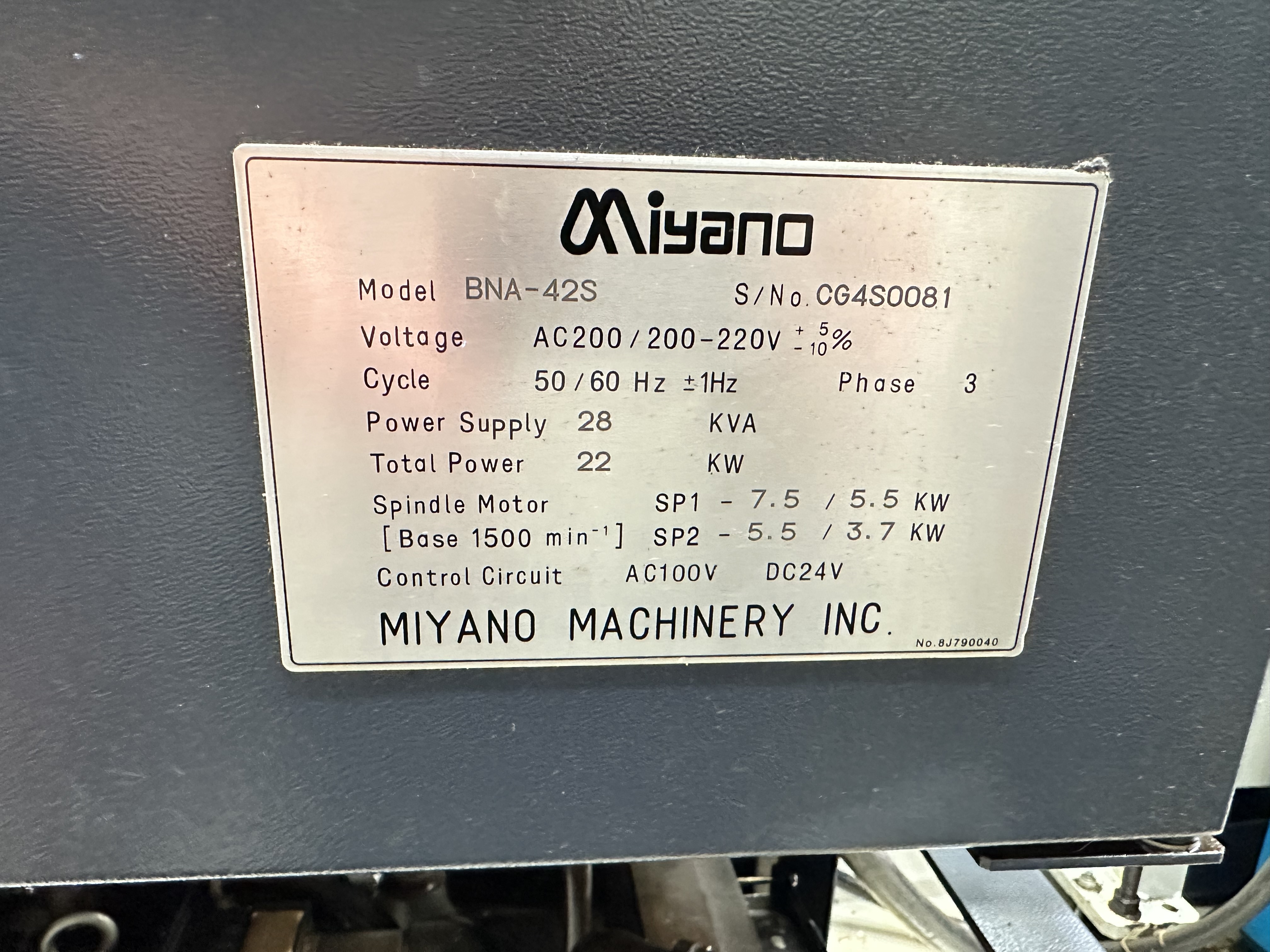 Miyano BNA-42S Fixed Headstock Lathe 5 Axis Machine with Fanuc Oi-TD CNC Control (2010)