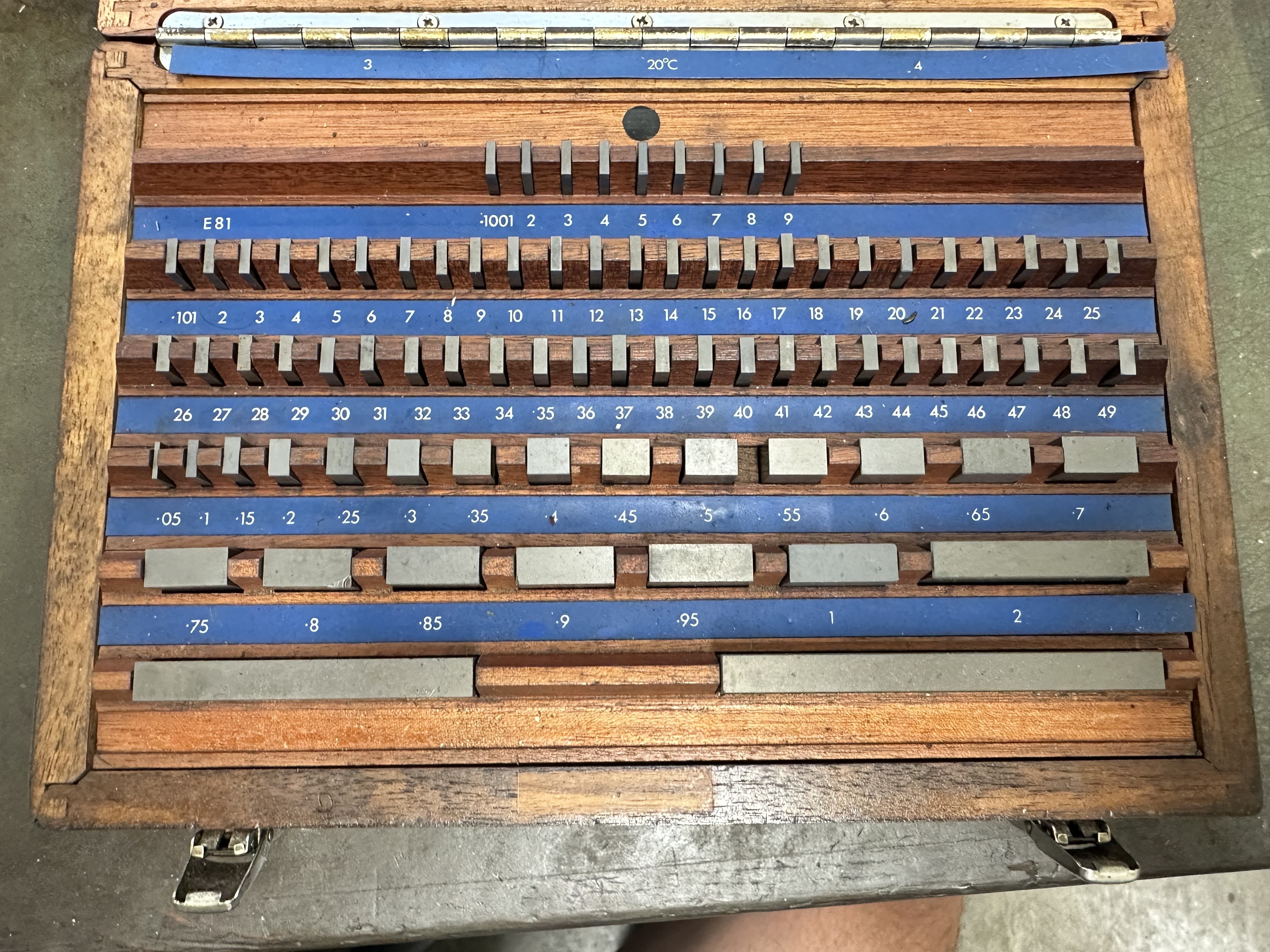 Set of Broomfield Imperial Tungsten Carbide Slip Gauges