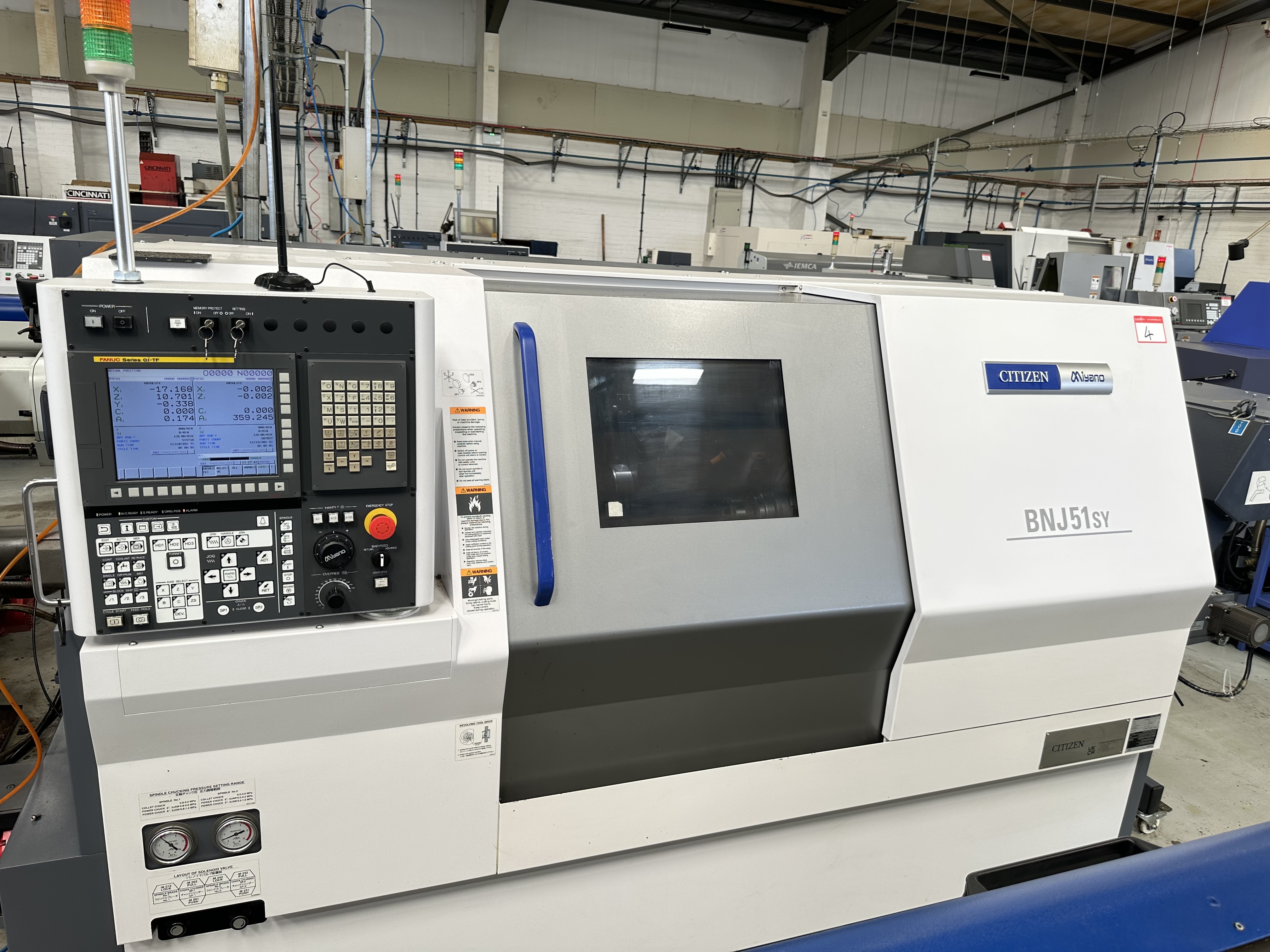 Citizen Miyano BNJ-51SY6 5 Axis Fixed Headstock Lathe with Fanuc Series Oi-TF CNC Control (2021)