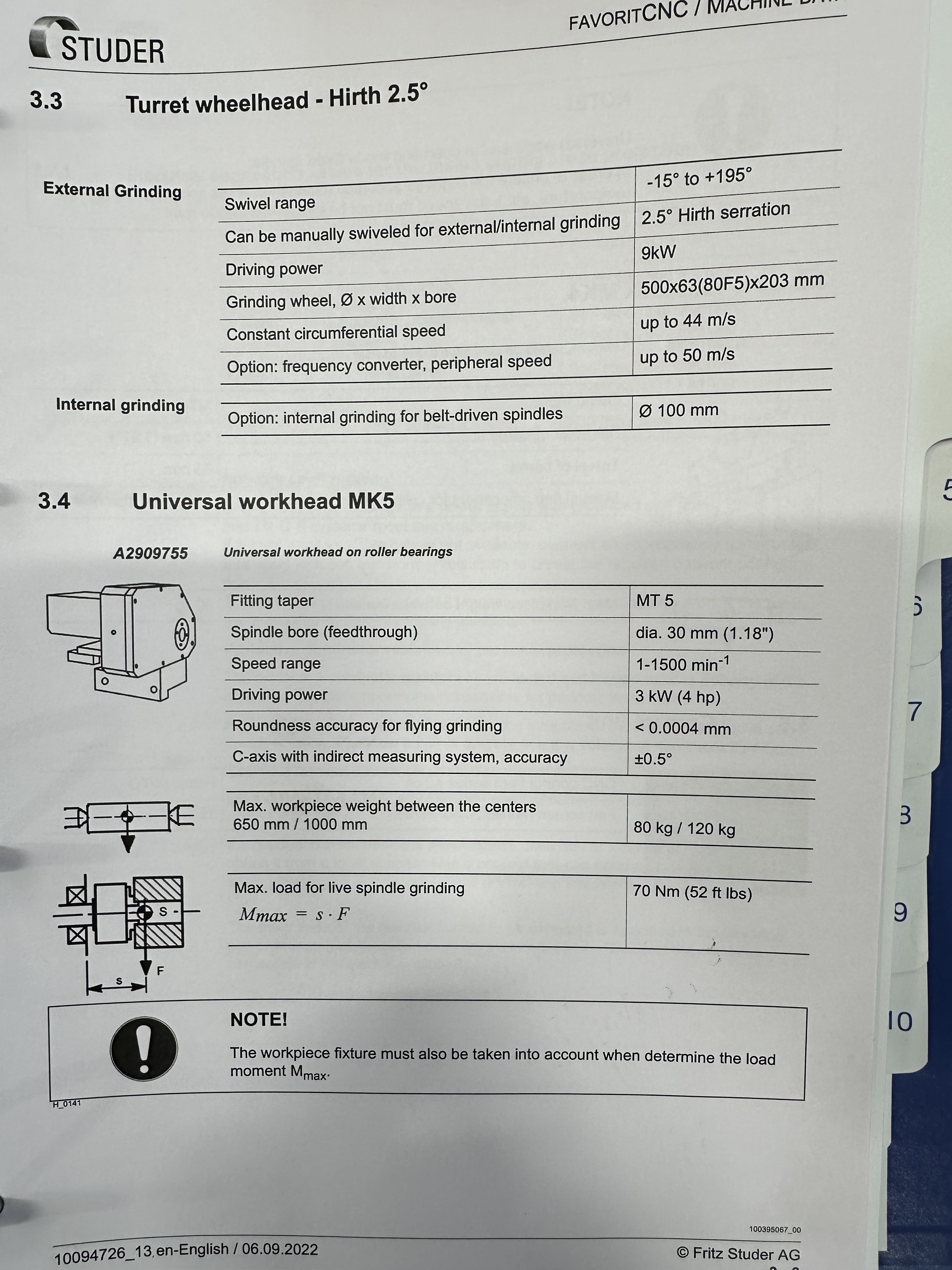 Studer Favorit 650 CNC Universal Cylindrical Grinding Machine with Fanuc Oi-TD CNC Control (2022)