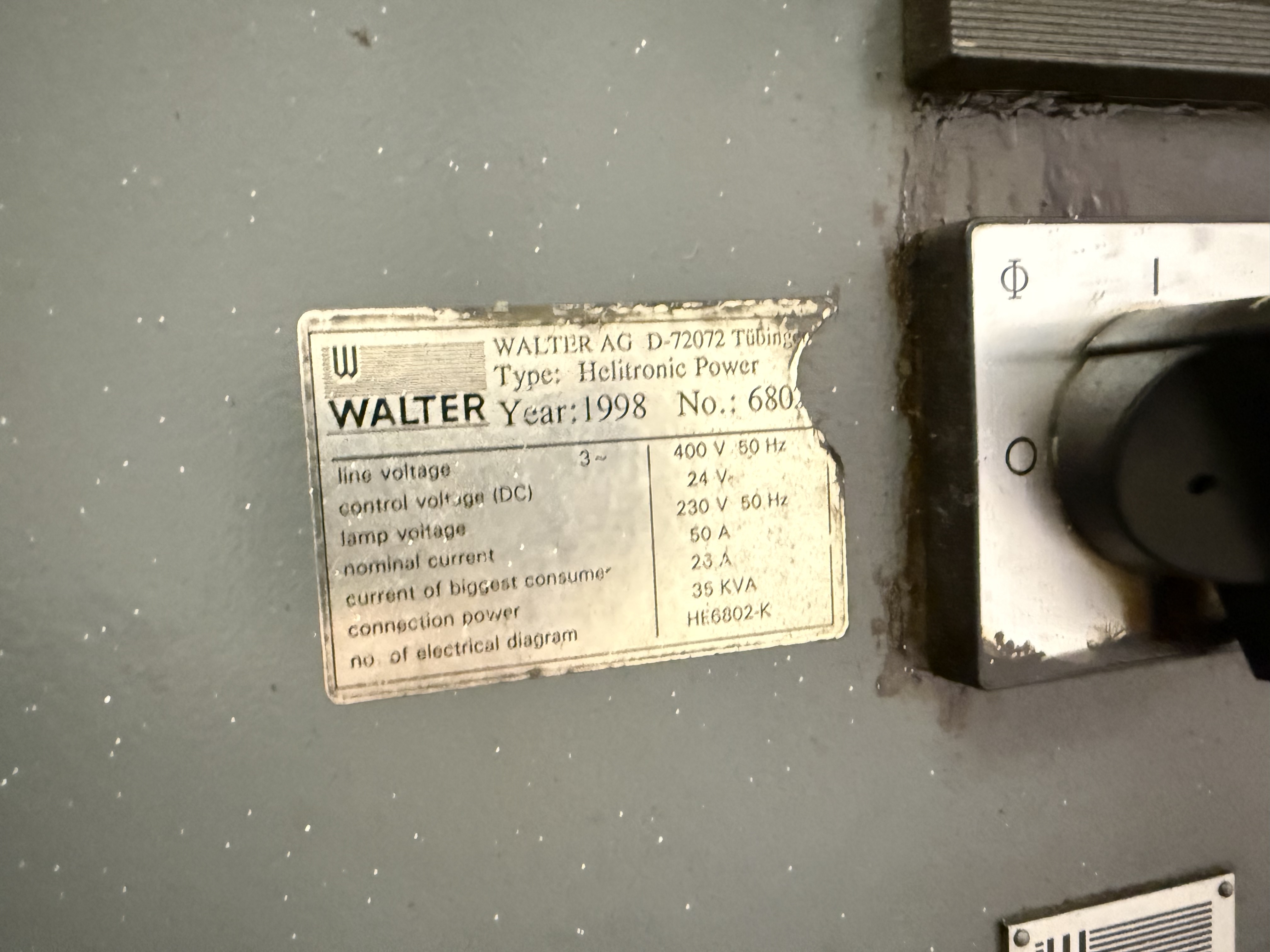 Walter Heli-Power Production 5-Axis CNC Tool Grinder. (1998)