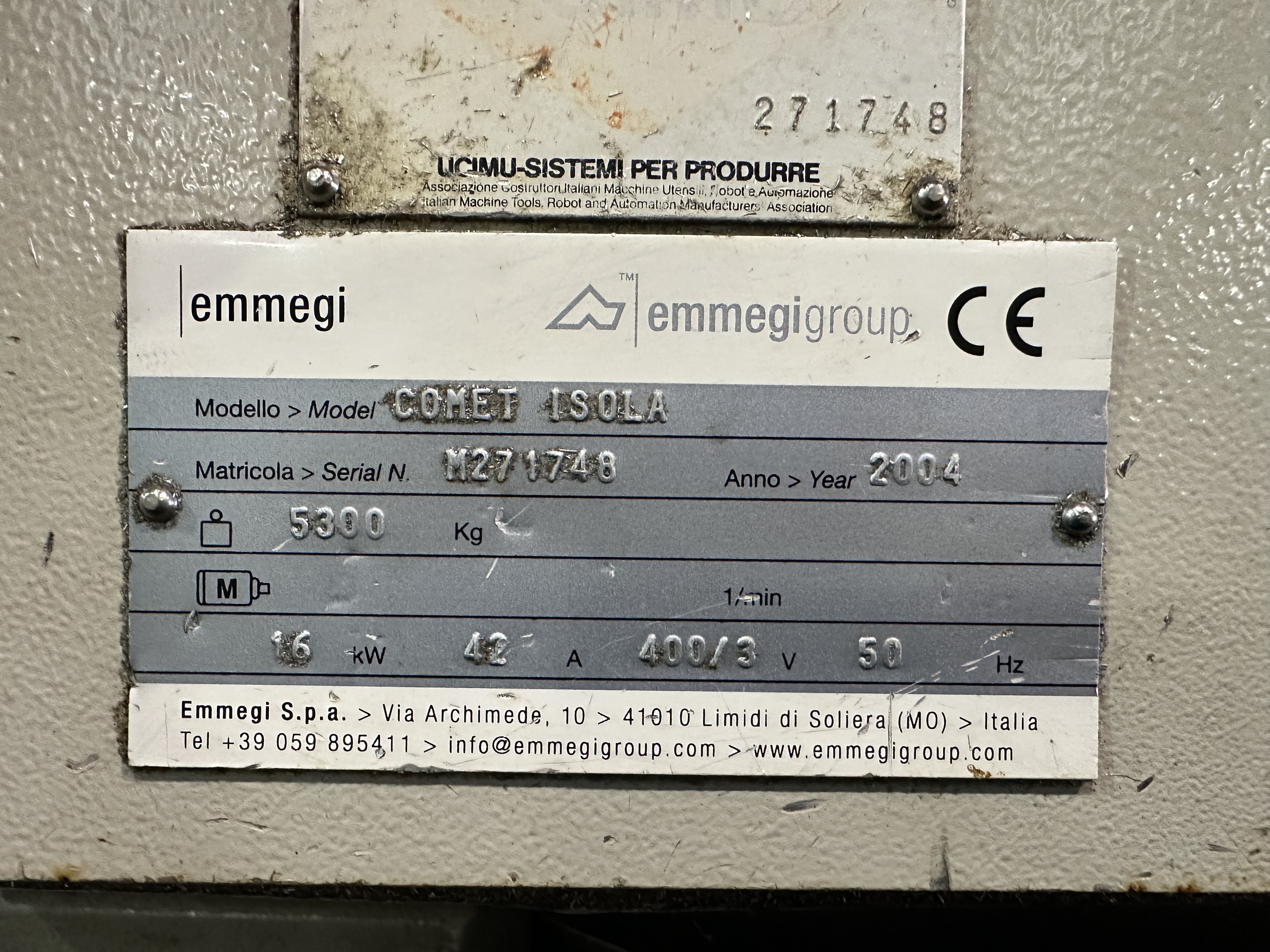Emmegi Comet Isola, 4 Axis CNC Vertical Machining Centre (2004)