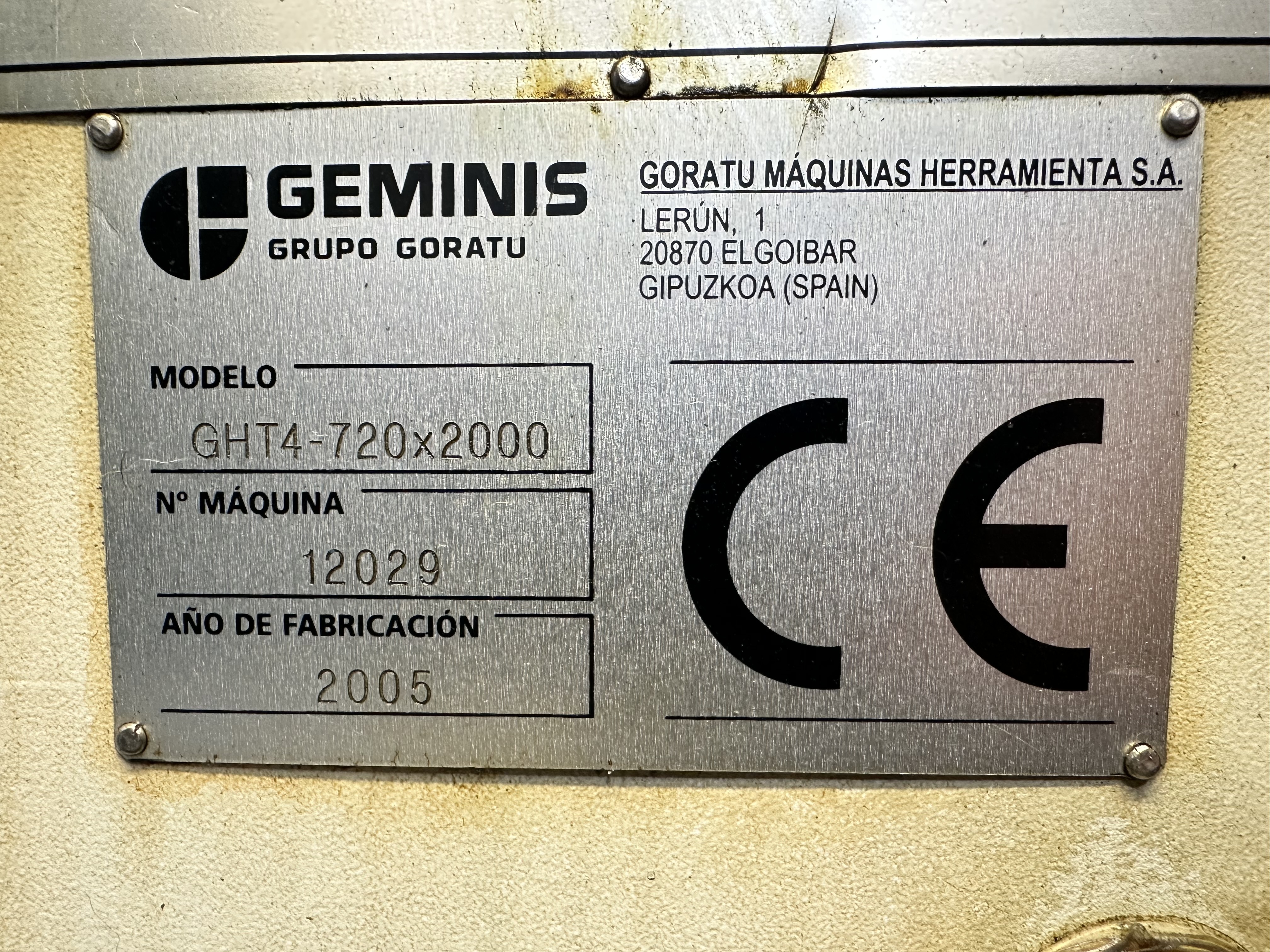 Geminis GHT4 - 720 x 2000 CNC Centre Lathe (2005)