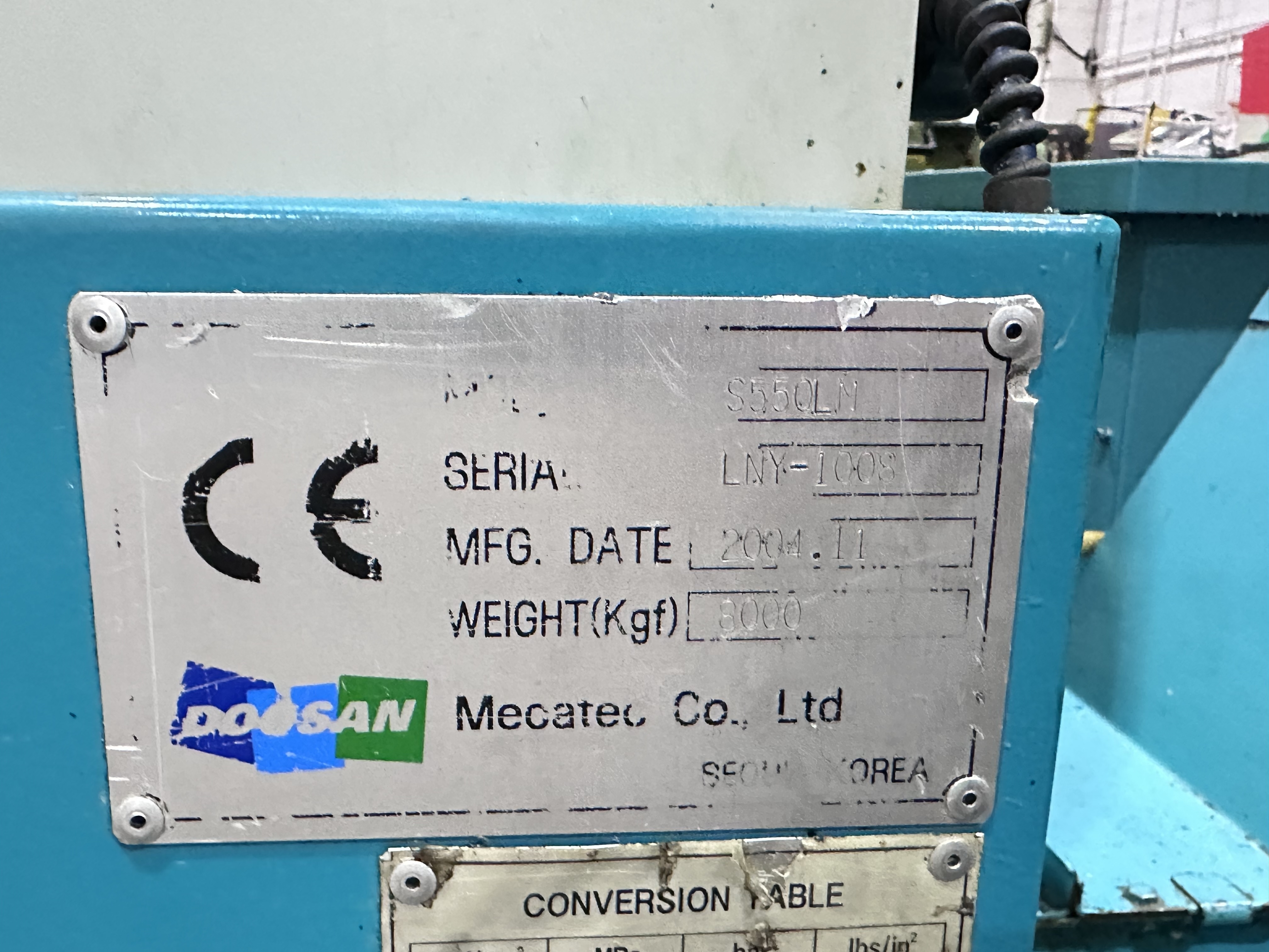 Doosan Mecatec S550LM Slant Bed CNC Lathe (2004)
