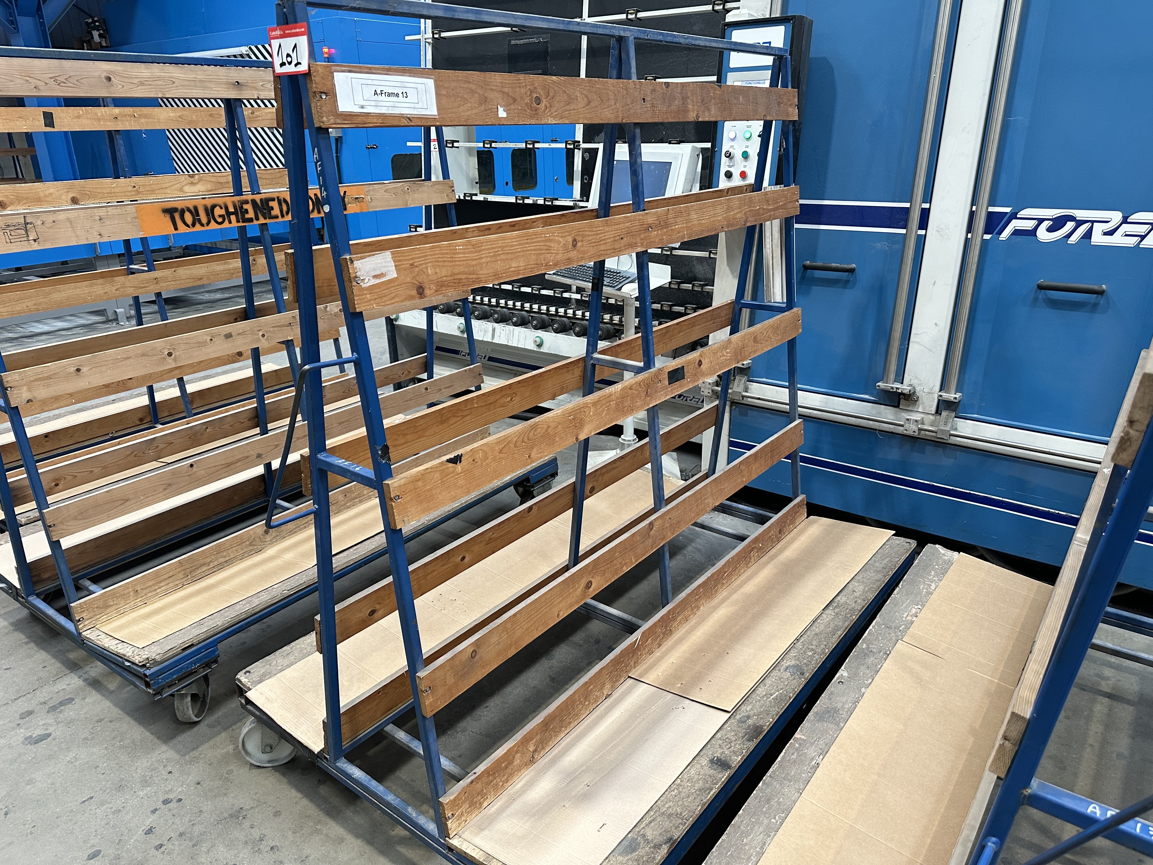 (Qty 4) x Double Sided A Frame Glass Storage Trolleys