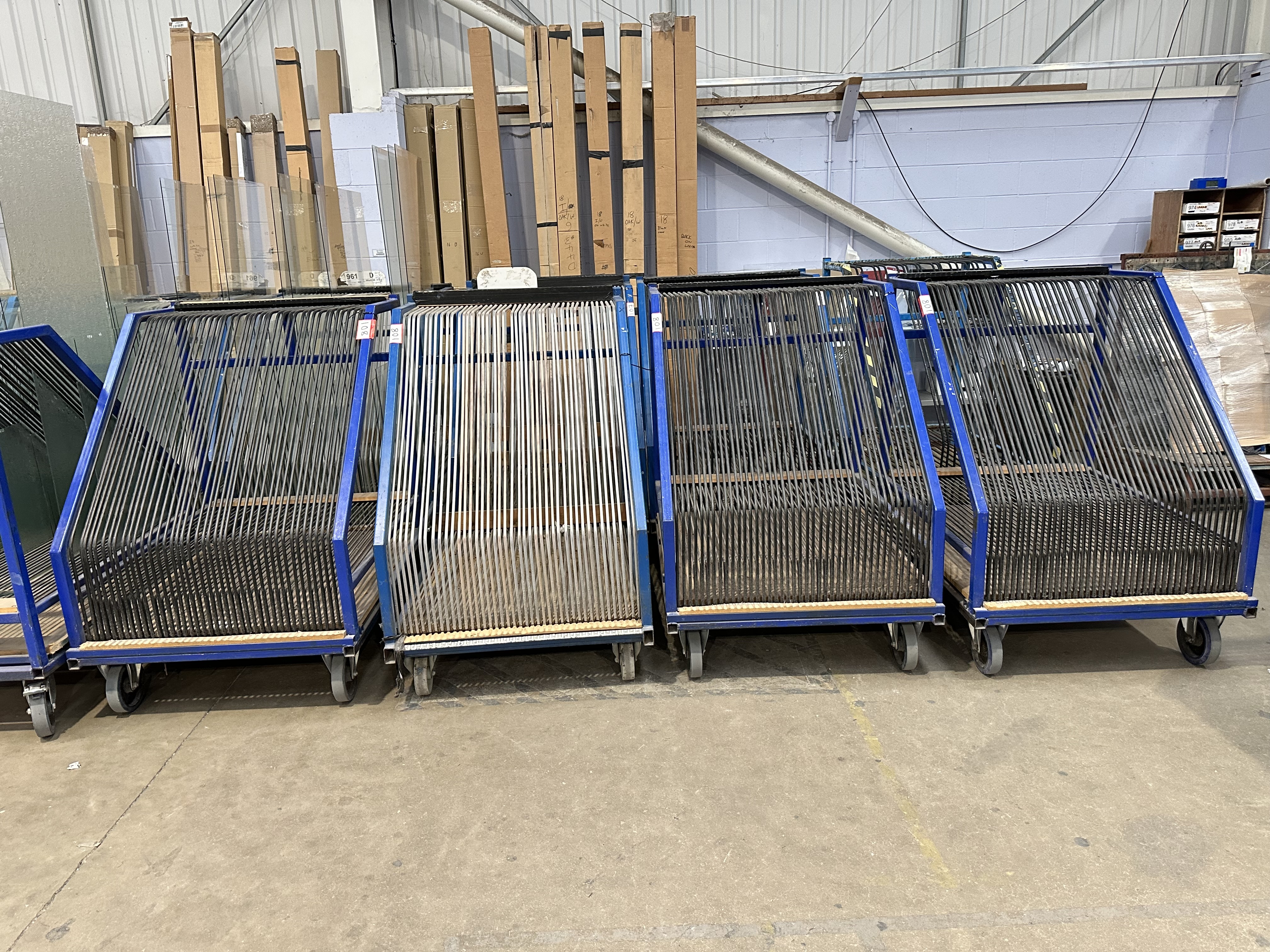 (Qty 4) - Glass Pane WIP Storage Trolleys