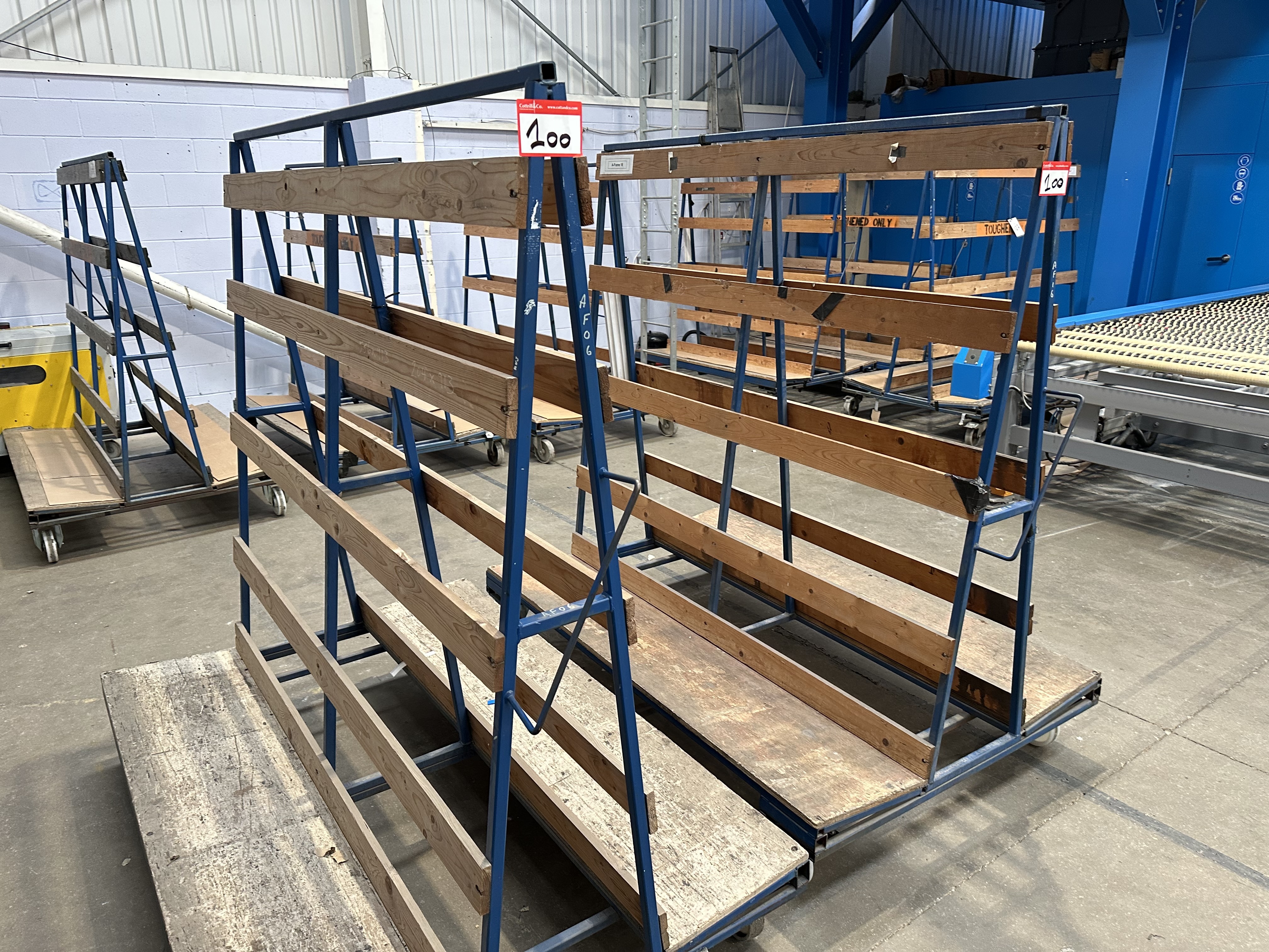 (Qty 2) x Double Sided A Frame Glass Storage Trolleys