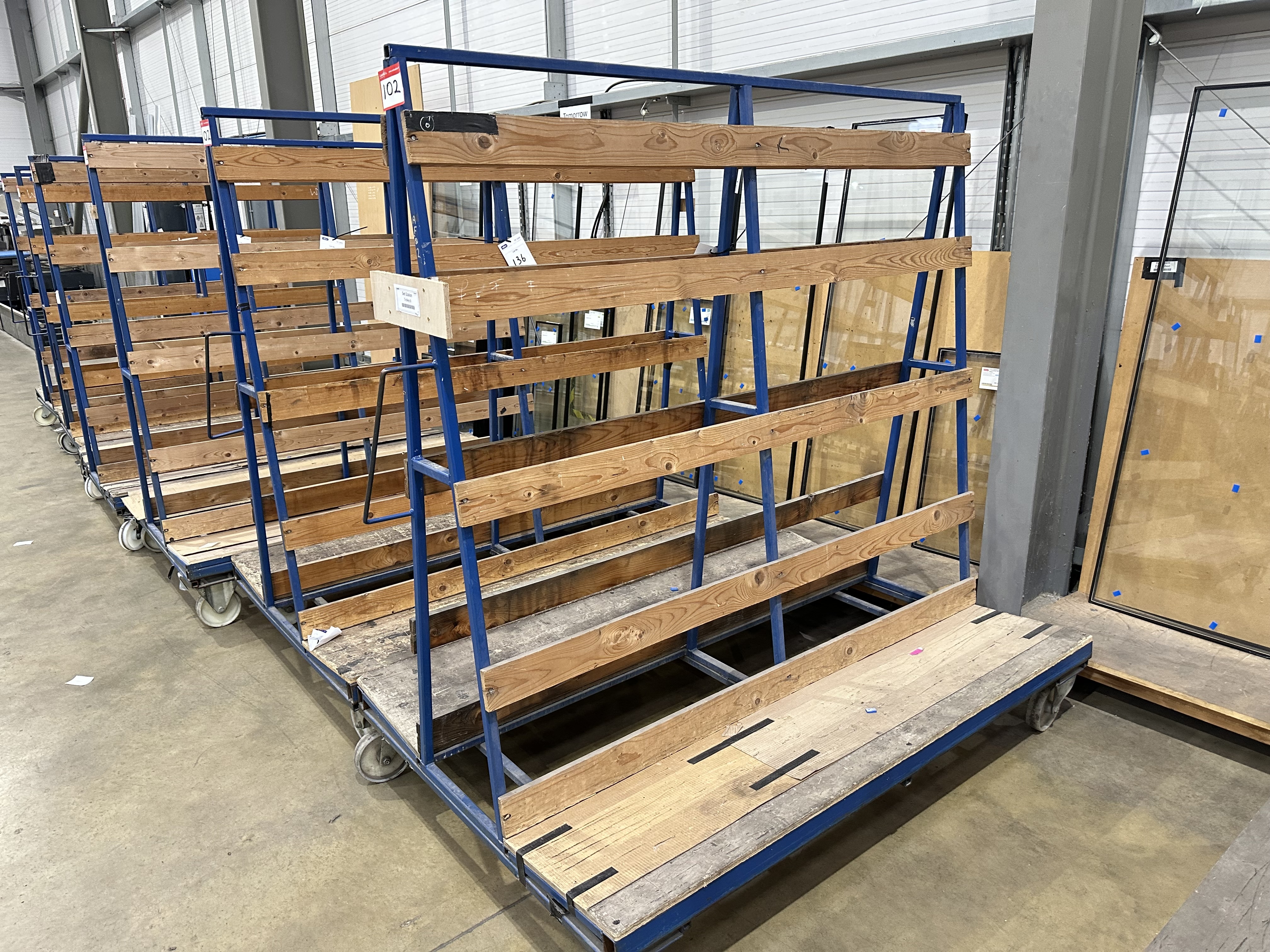 (Qty 6) x Double Sided A Frame Glass Storage Trolleys