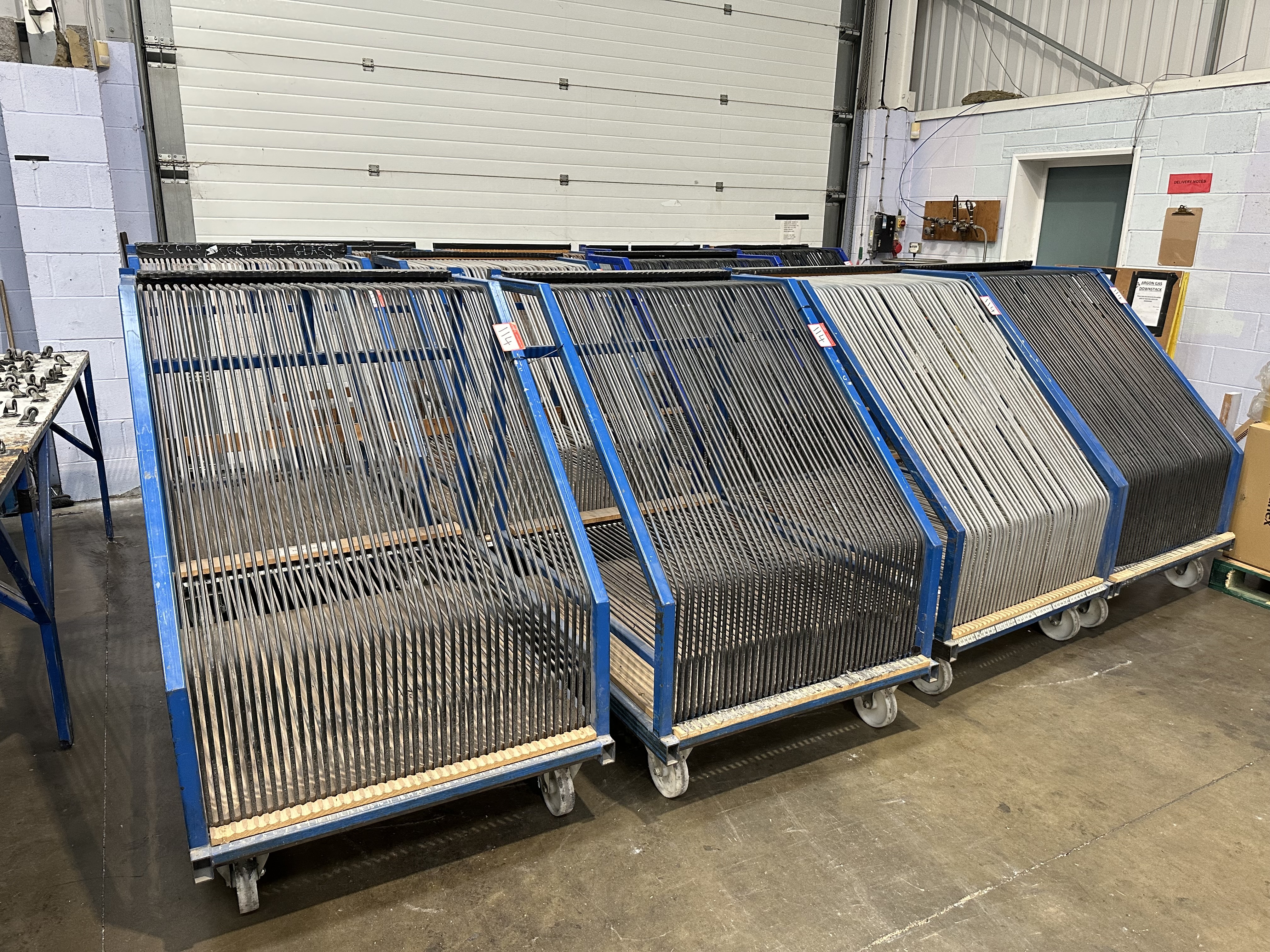 (Qty 4) - Glass Pane WIP Storage Trolleys