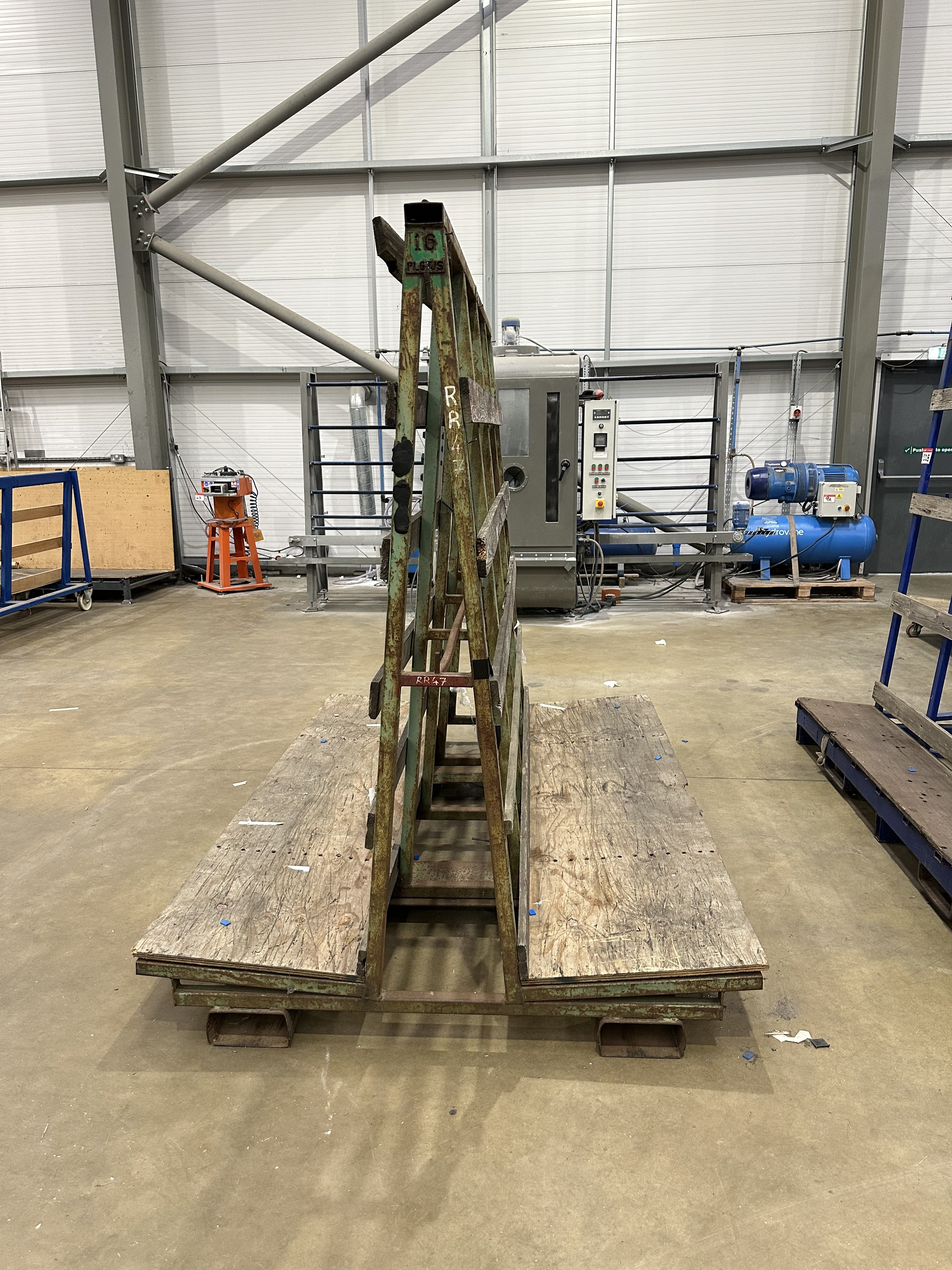 Double Sided A Frame Glass Storage Rack, Fork Lift Truck Slots