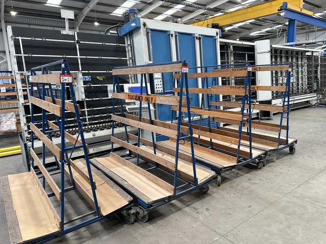 (Qty 4) x Double Sided A Frame Glass Storage Trolleys