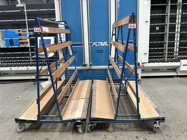 (Qty 2) x Double Sided A Frame Glass Storage Trolleys