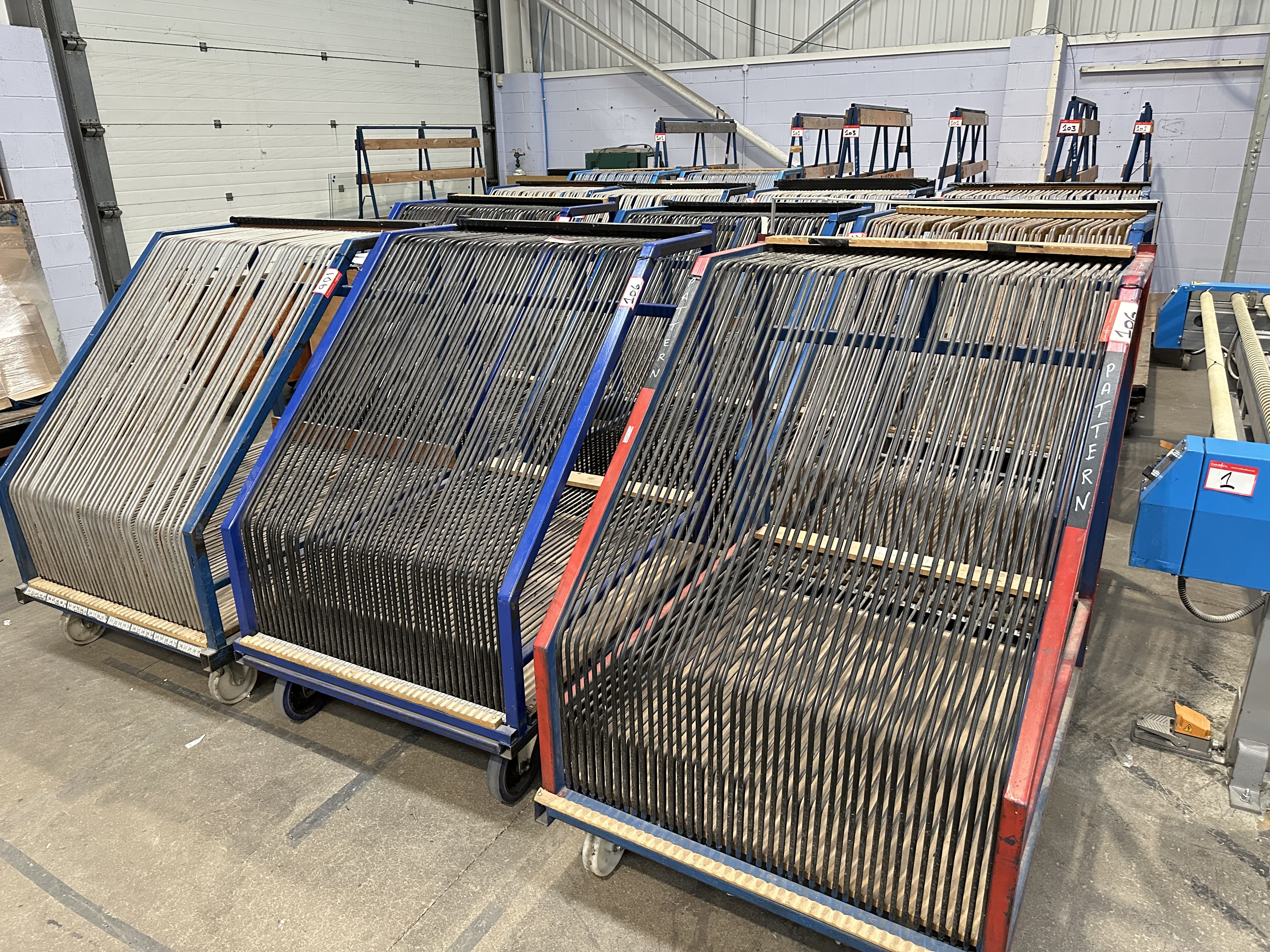 (Qty 6) - Glass Pane WIP Storage Trolleys
