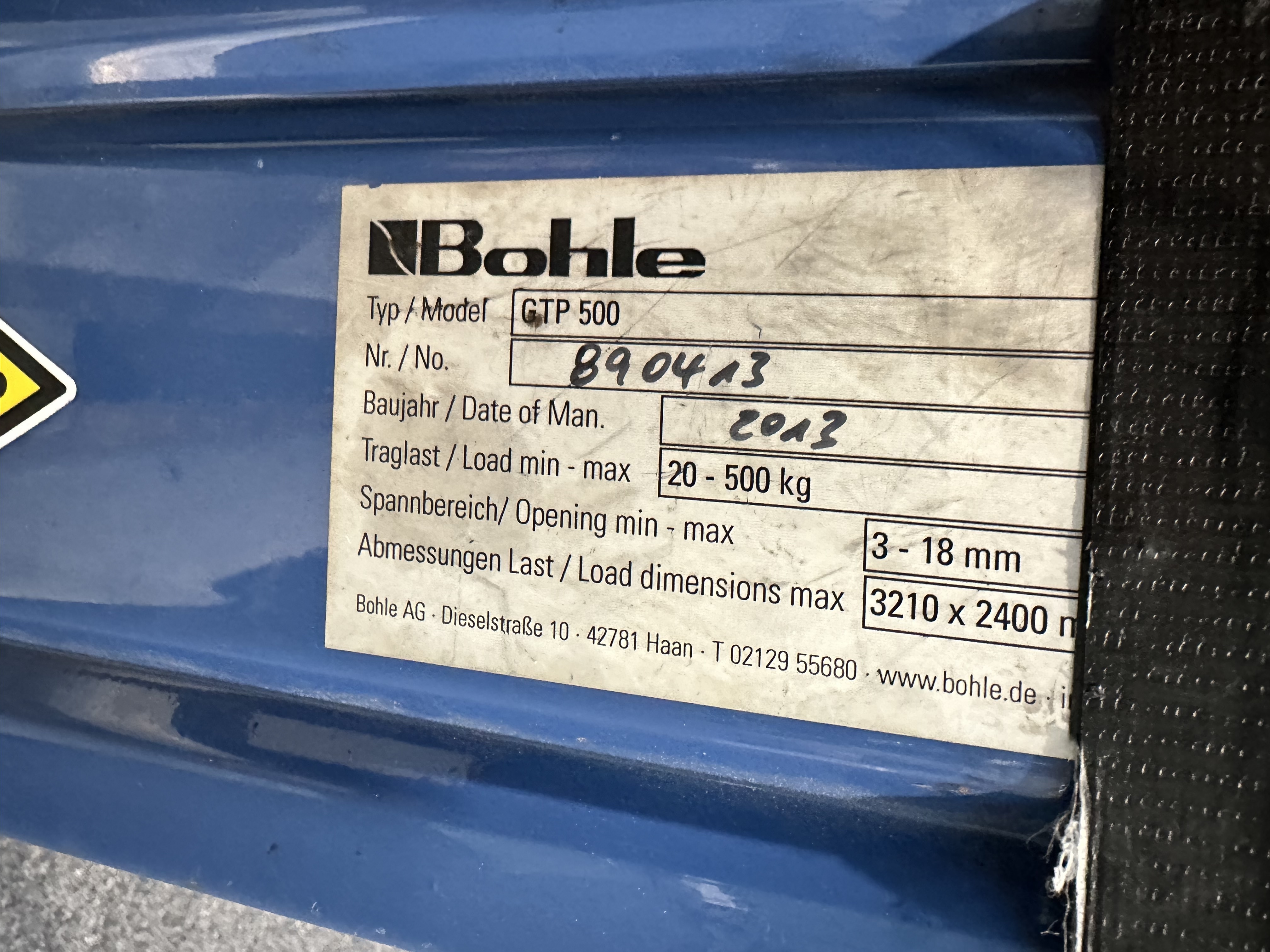 Bohle GTP500 Glass Clamp Attachment (2013)