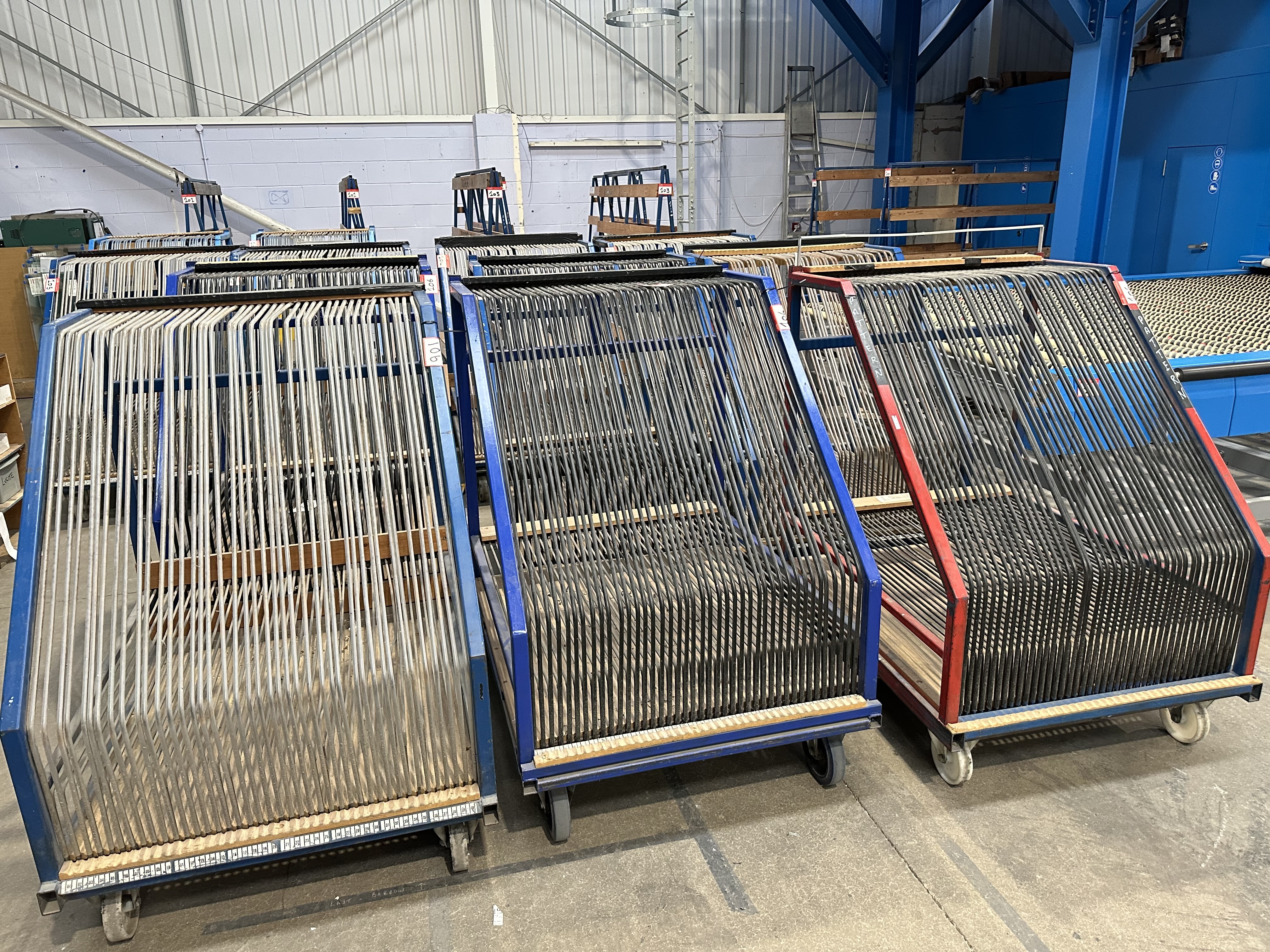(Qty 6) - Glass Pane WIP Storage Trolleys