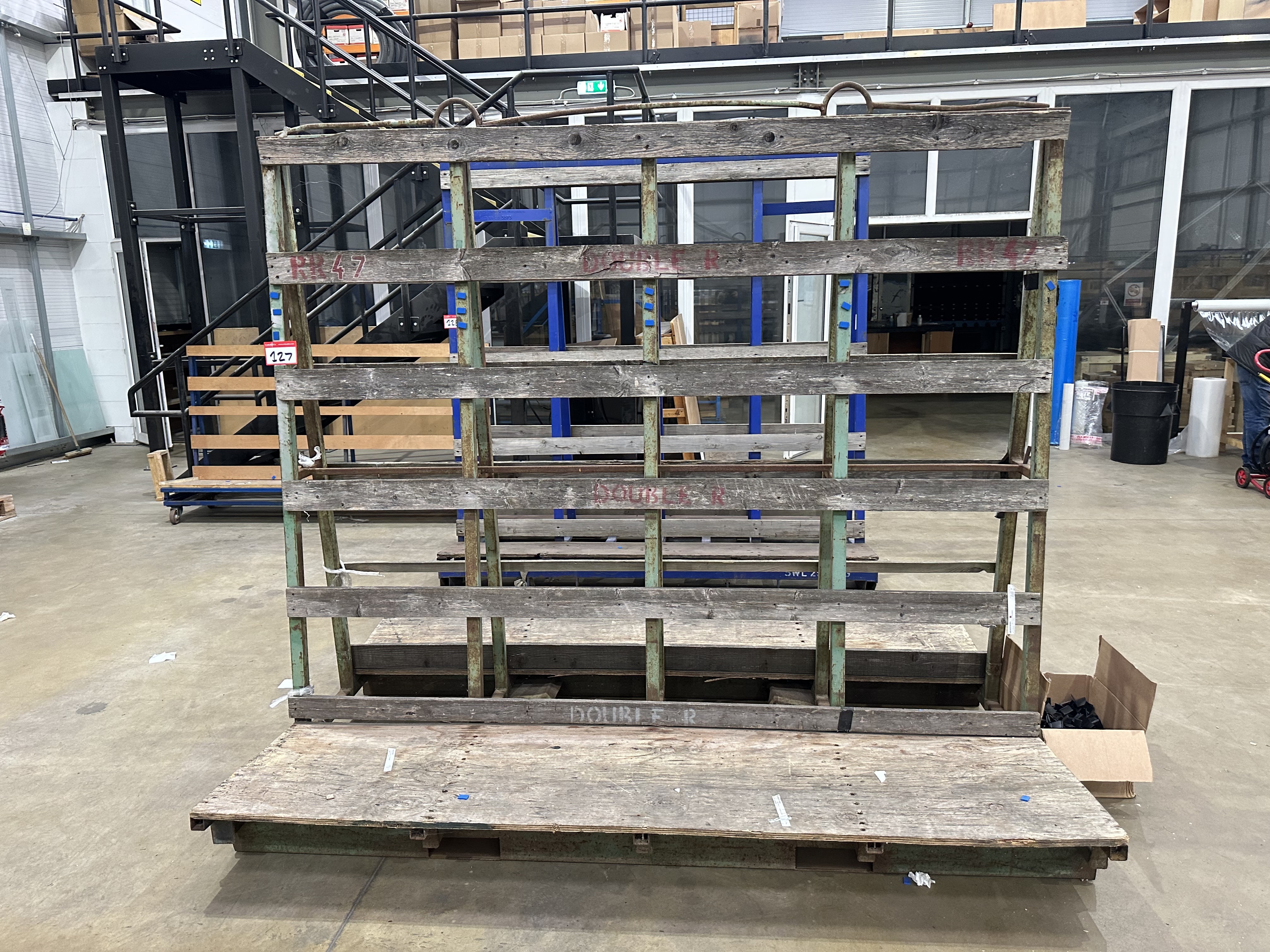 Double Sided A Frame Glass Storage Rack, Fork Lift Truck Slots