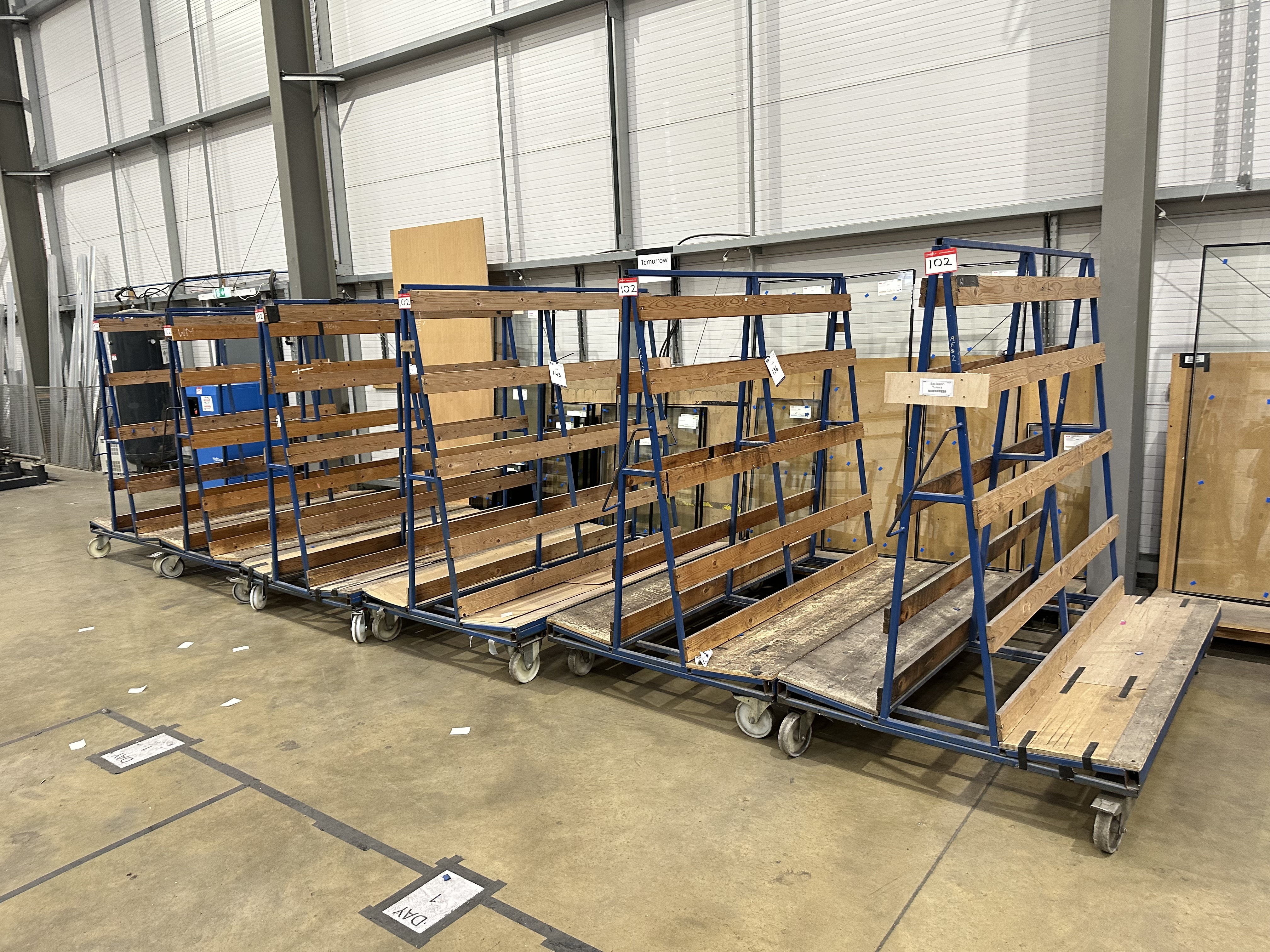 (Qty 6) x Double Sided A Frame Glass Storage Trolleys