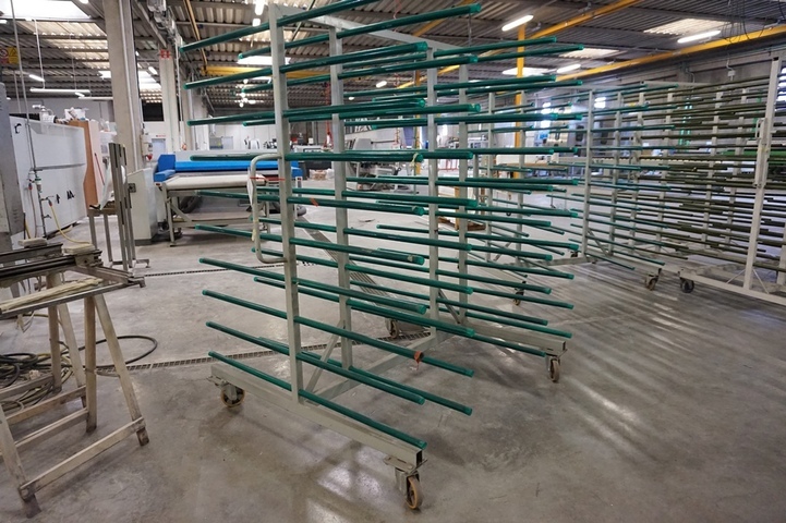 (6) Portable Glass Trolley’s, Approx. 1.5m x 1.4m x 2m High