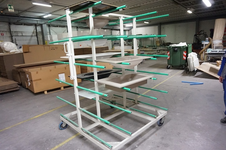 (1) Mobile Rack with Wash Basins