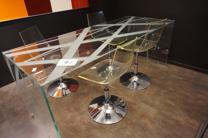 Glass Table with (4) Chairs and Mirror