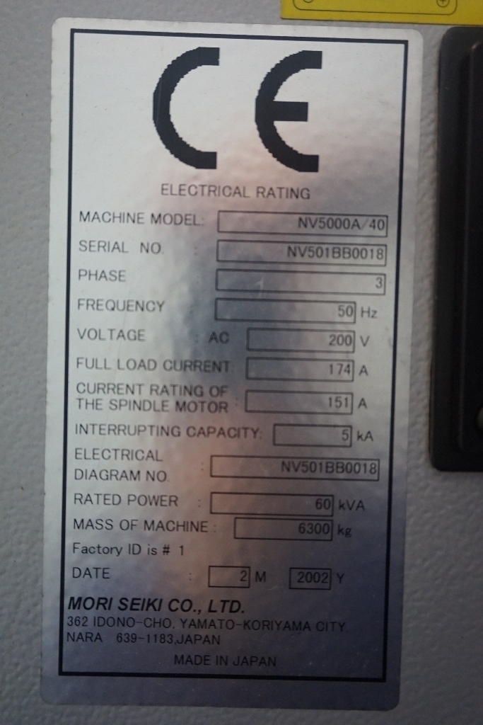 Mori Seiki NV 5000 Vertical Machining Centre