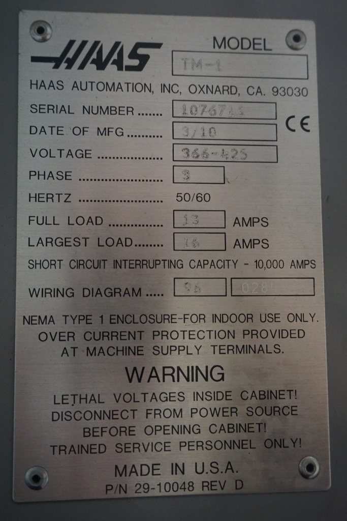 HAAS TM1 Vertical Mini Mill with Haas Control