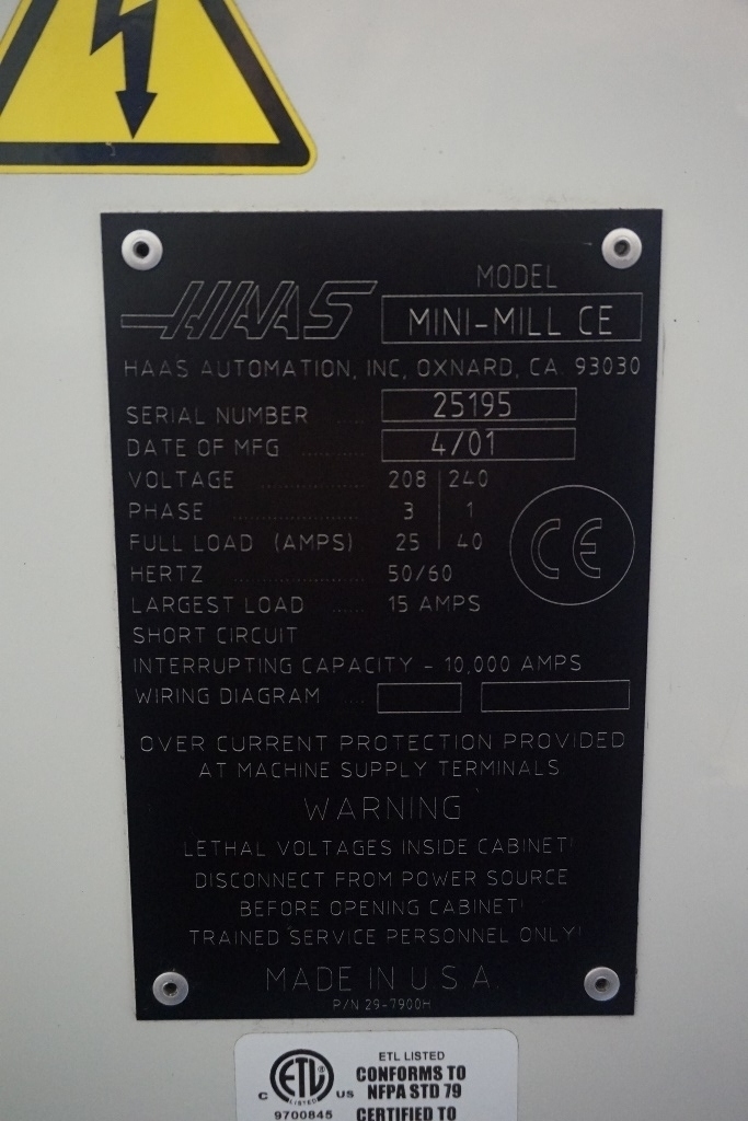 HAAS Vertical Mini Mill with Haas Control