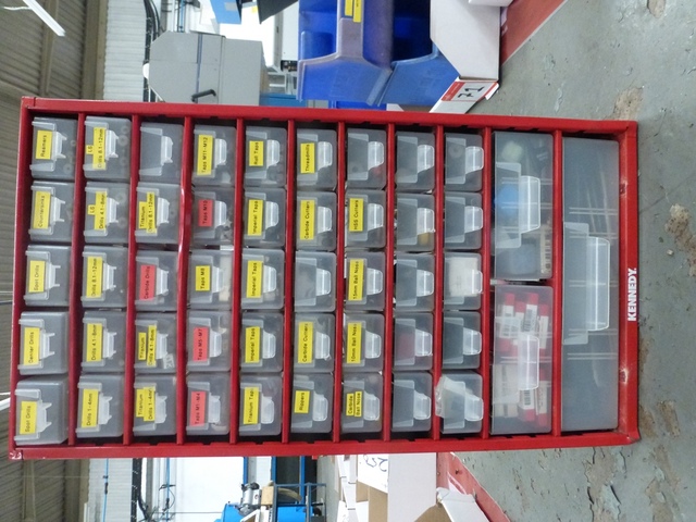 Bench Top, 48 Tray Storage Unit and Contents