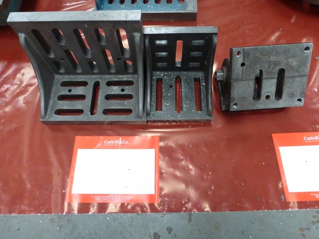 Two Various Angle Irons and an Adjustable Angle Plate
