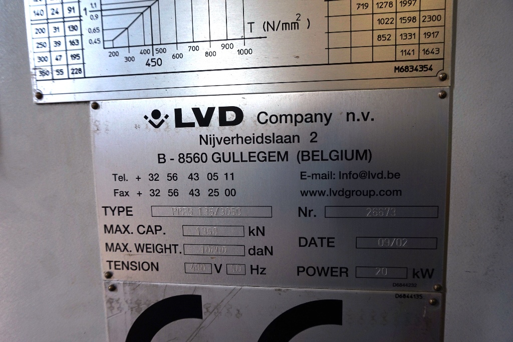 LVD Model PPEB135-3050 Pressbrake