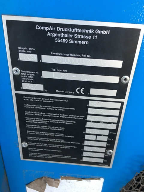 Compair L22 Screw Compressor,
