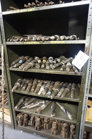 Rack with Large Qty Morse Taper Drills and Taps