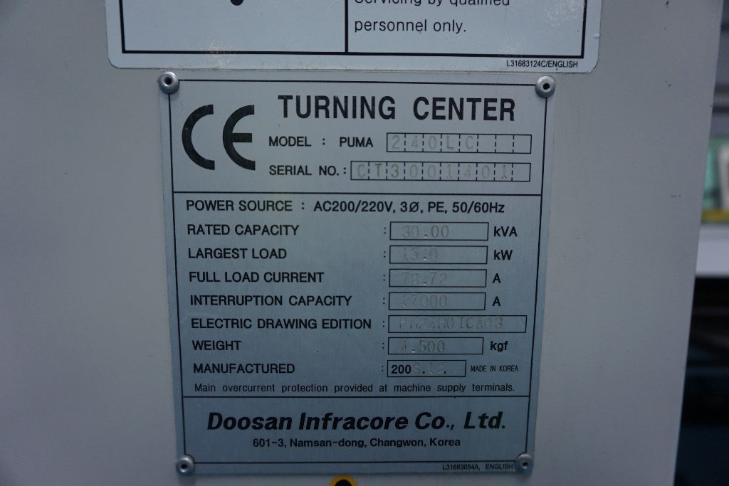 Puma 240LC 2 Axis Lathe