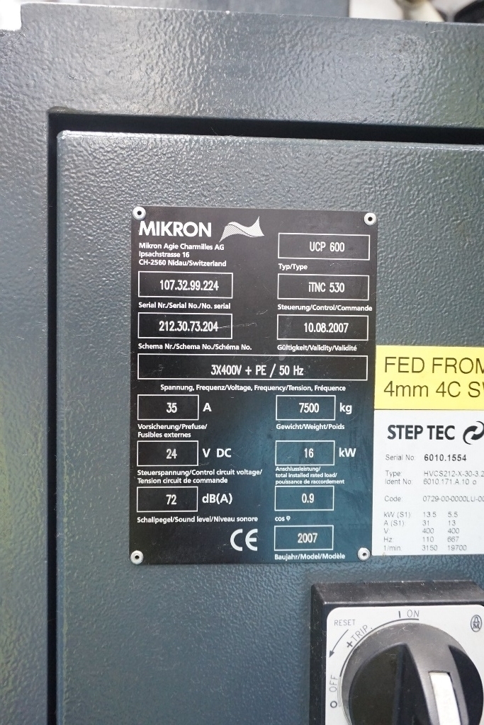 Mikron Type UCP 600 5-Axis Vertical Machining Centre