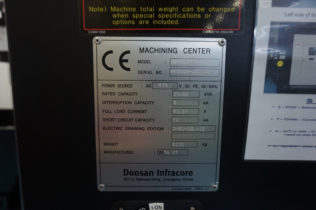 Doosan Type DNM 400ii 4-Axis Vertical Machining Centre