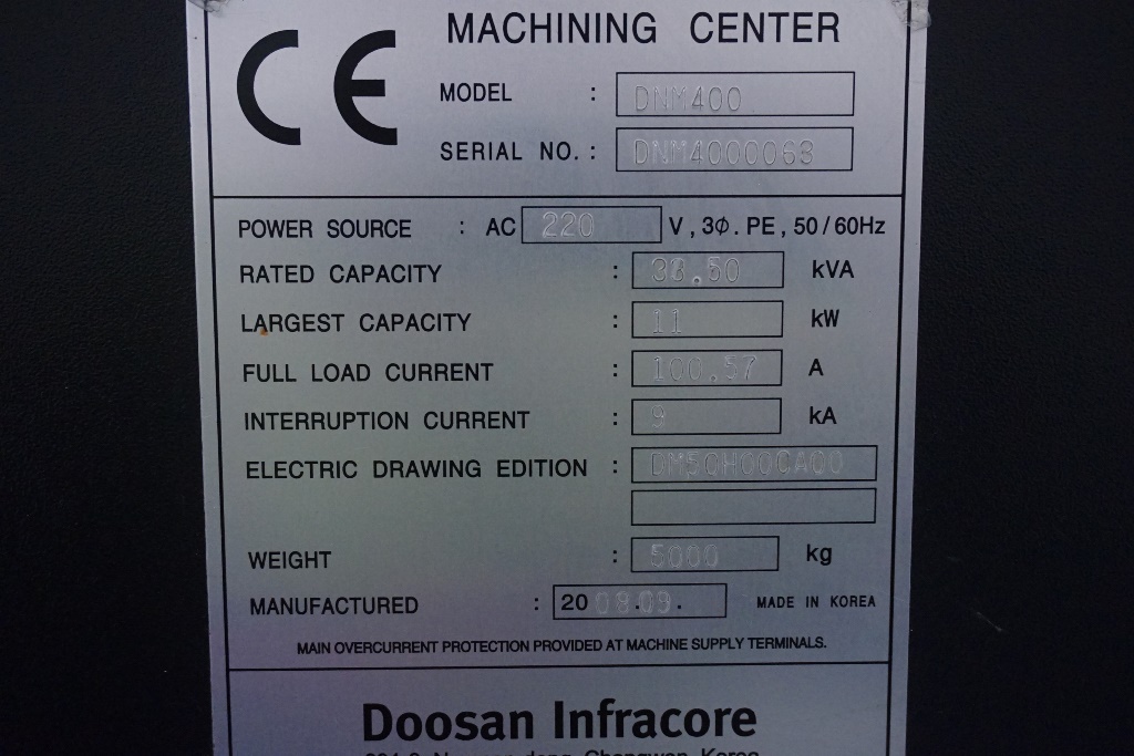 Doosan DNM 400 4th Axis Vertical Machining Centre