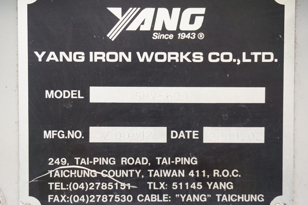 Yang SMV600 3 Axis Vertical Machining Centre
