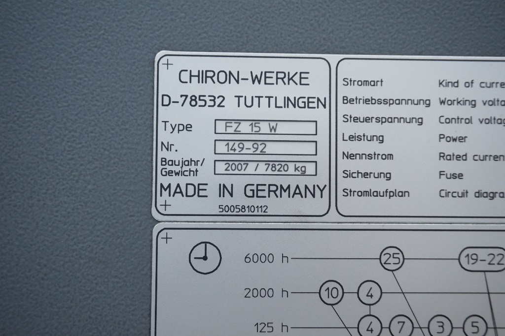 Chiron FZ15W Vertical Machining Centre