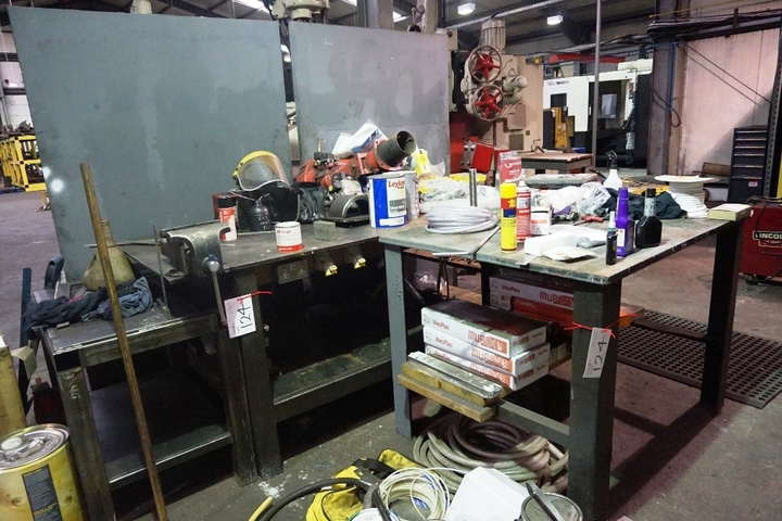 Qty Welding Benches, Welding Rods & Rack