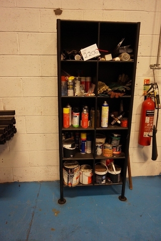 Rack & Cupboard including Contents