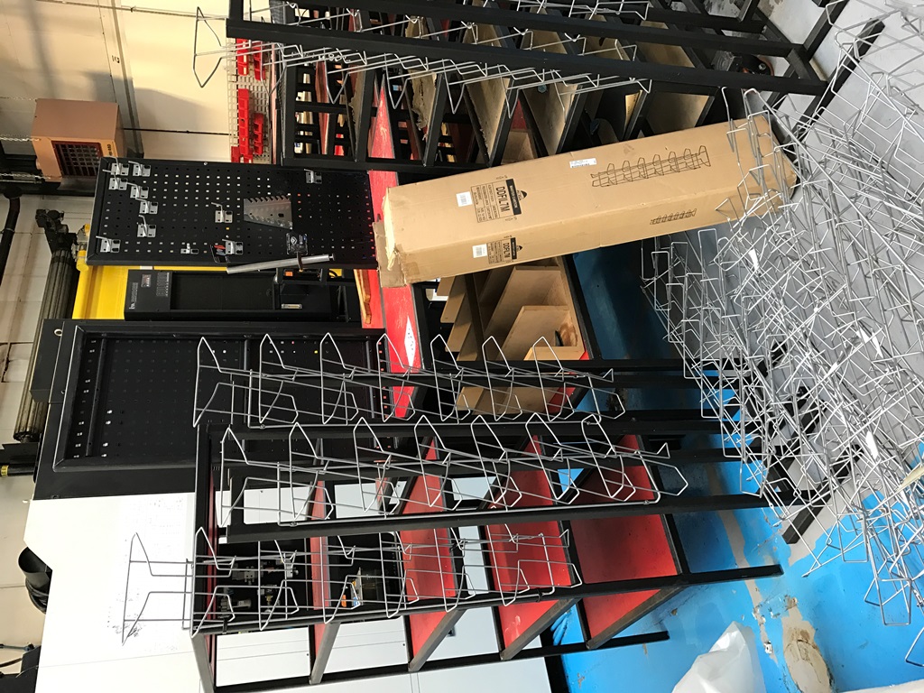 (6) Mobile racks, (2) Benches & quantity of Literature racks