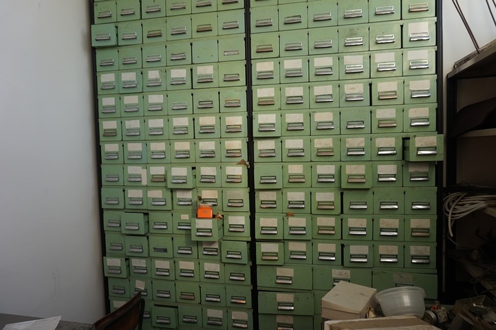 Spares for Hosiery Knitting Machines including three multi-drawer cabinets & storage units