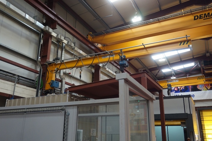 Jib Crane, No Pillar, Demag Hoist with Motorised Movement